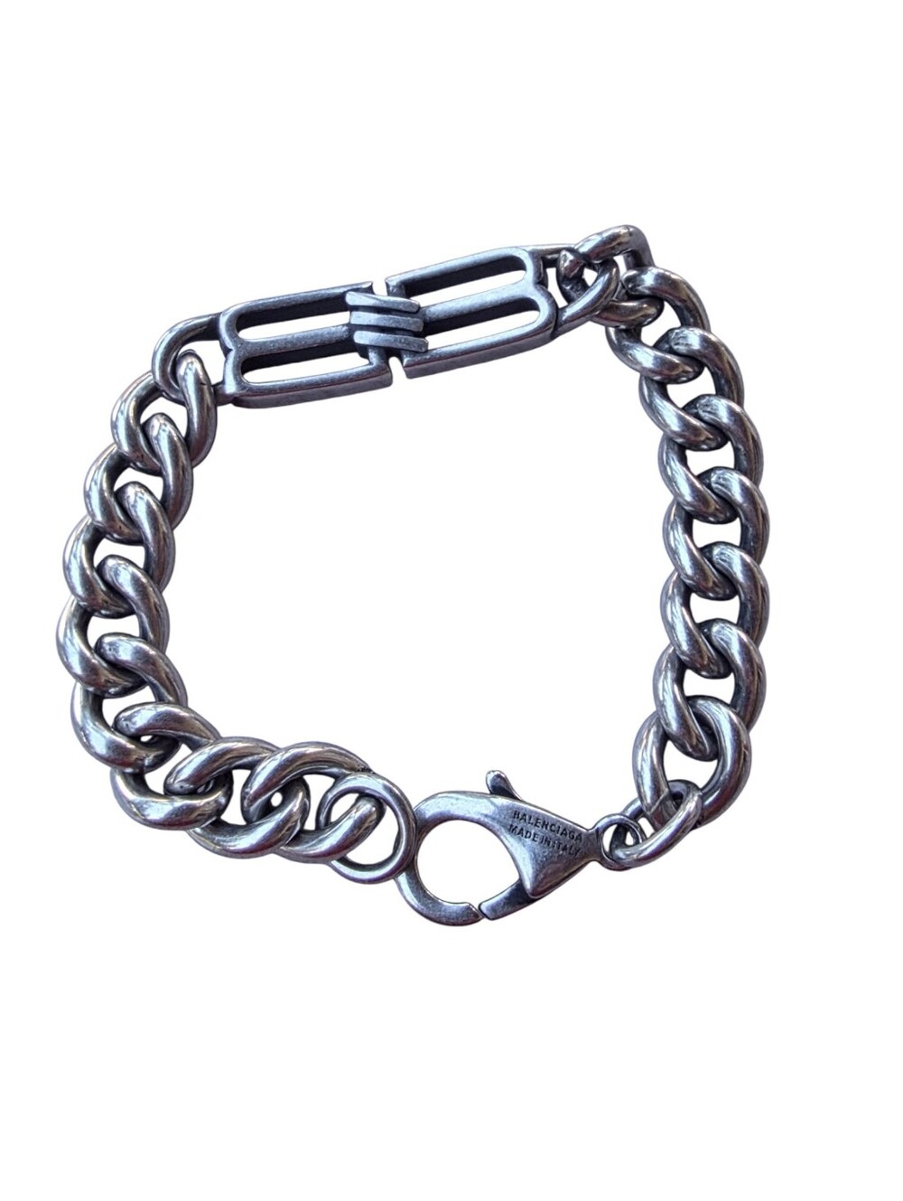 Balenciaga BB Icon Gourmette Bracelet in Antique Silver Unisex (Retails $550) - Picture 2 of 6